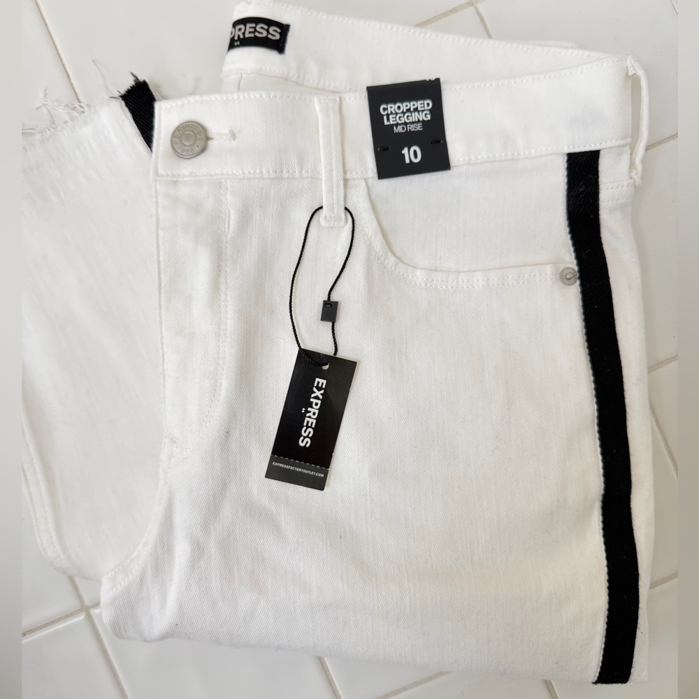 Express White Cropped Skinny Jeans